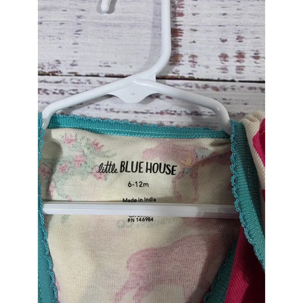 Little Blue House By Hatley Moose Be Dreaming Bodysuit 6-12 Month Pink Teal NWT